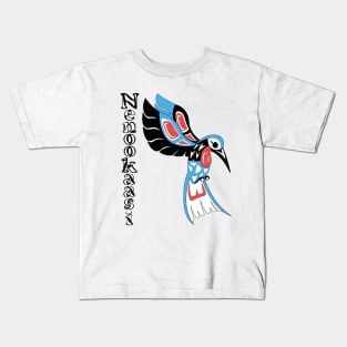 Indigenous Hummingbird (Nenookaasi) Blue Kids T-Shirt